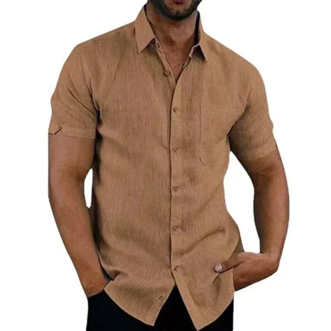Camisa de verão de manga curta para homem – Camisa descontraída com botões para o dia a dia casual