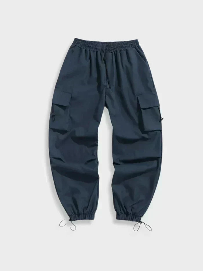 Pánské cargo kalhoty se širokými nohavicemi – volné streetwearové kalhoty s elastickým pasem a praktickými kapsami