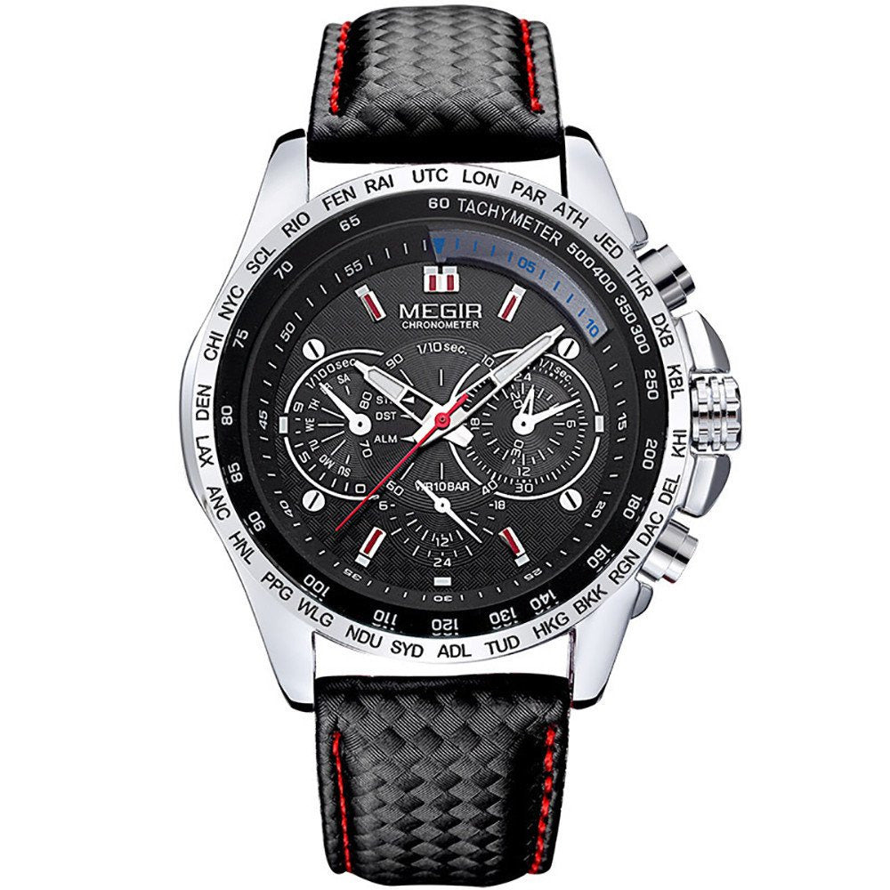 Men’s Quartz Chronograph Watch – Leather-Strap Sports Timepiece for Everyday Wear