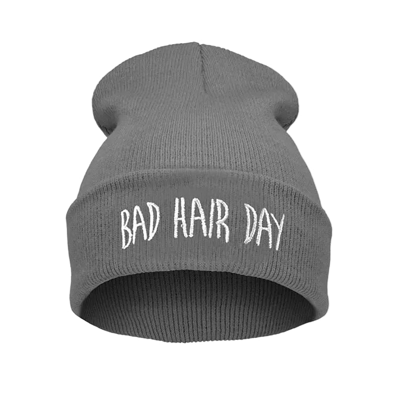 Unisex Embroidered Cuffed Beanie – Soft Knit Winter Hat with Relaxed Crown