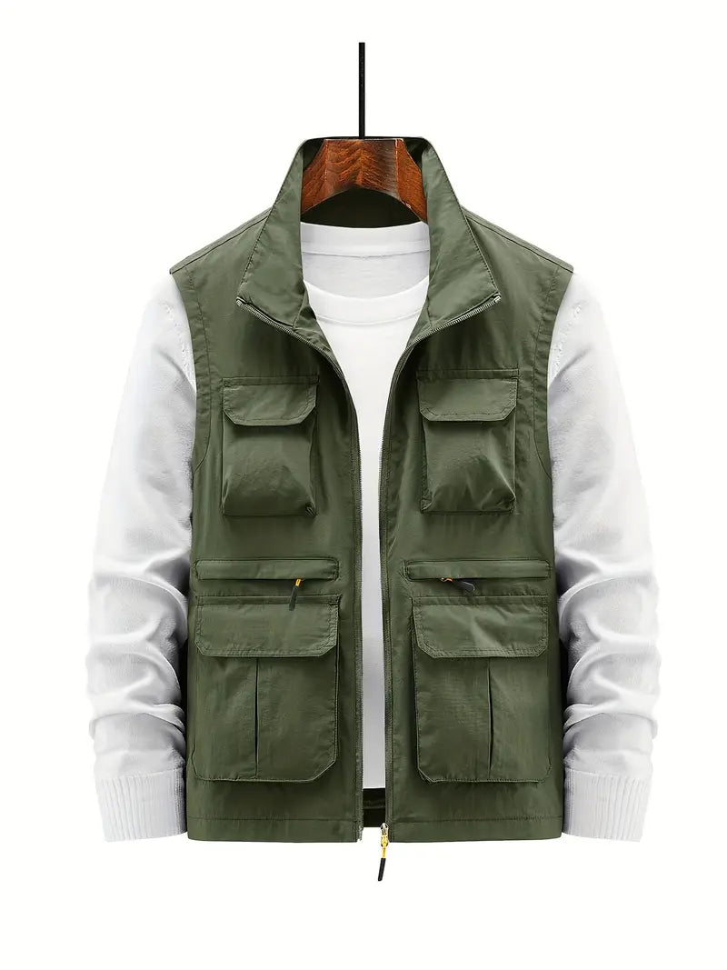 Men’s Multi-Pocket Zip-Up Vest – Soft Breathable Durable Layered Comfort for Casual Styling