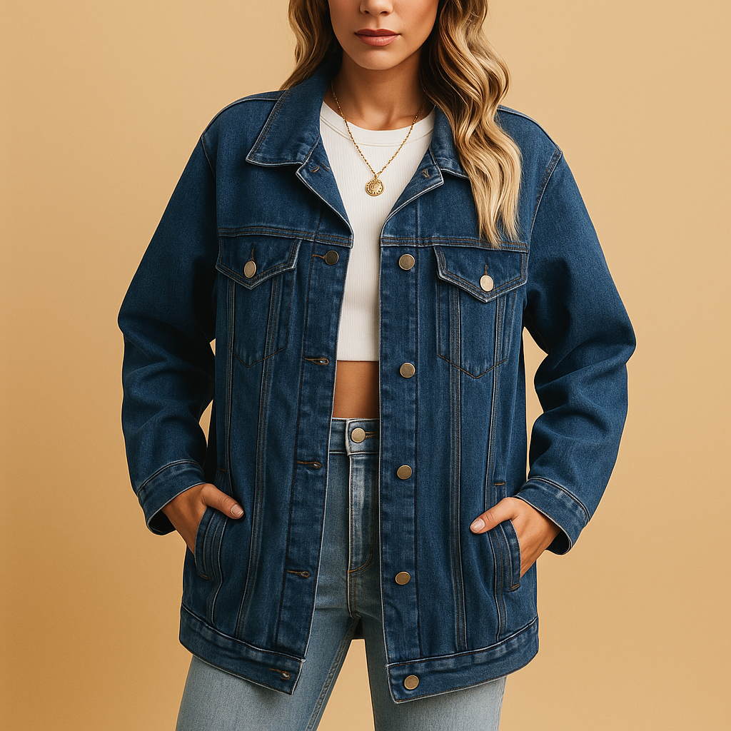 Lässige Damen-Jeansjacke – Gefütterte Lage mit Knopfleiste für lässige Herbst- und Winter-Outfits