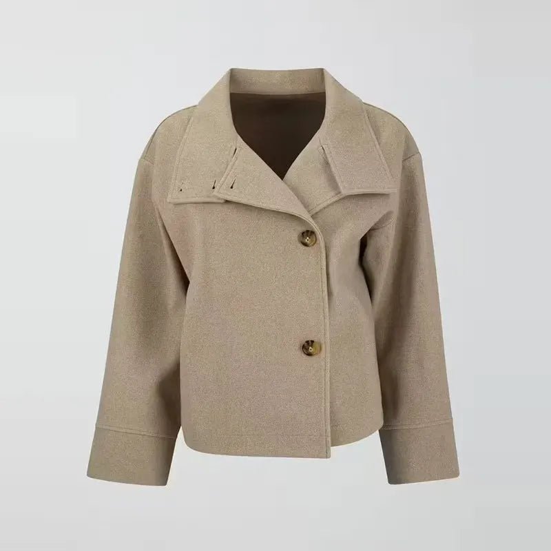 Women’s Double-Breasted Short Coat – Relaxed Structured Layer for City and Everyday Wear