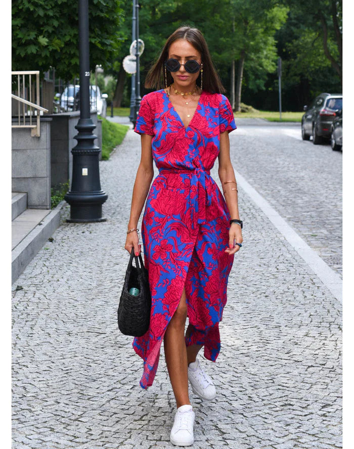 Vestido largo de verano estampado para mujer – fluido, transpirable, cómodo, elegante, corte en A, ideal para vacaciones y uso diario