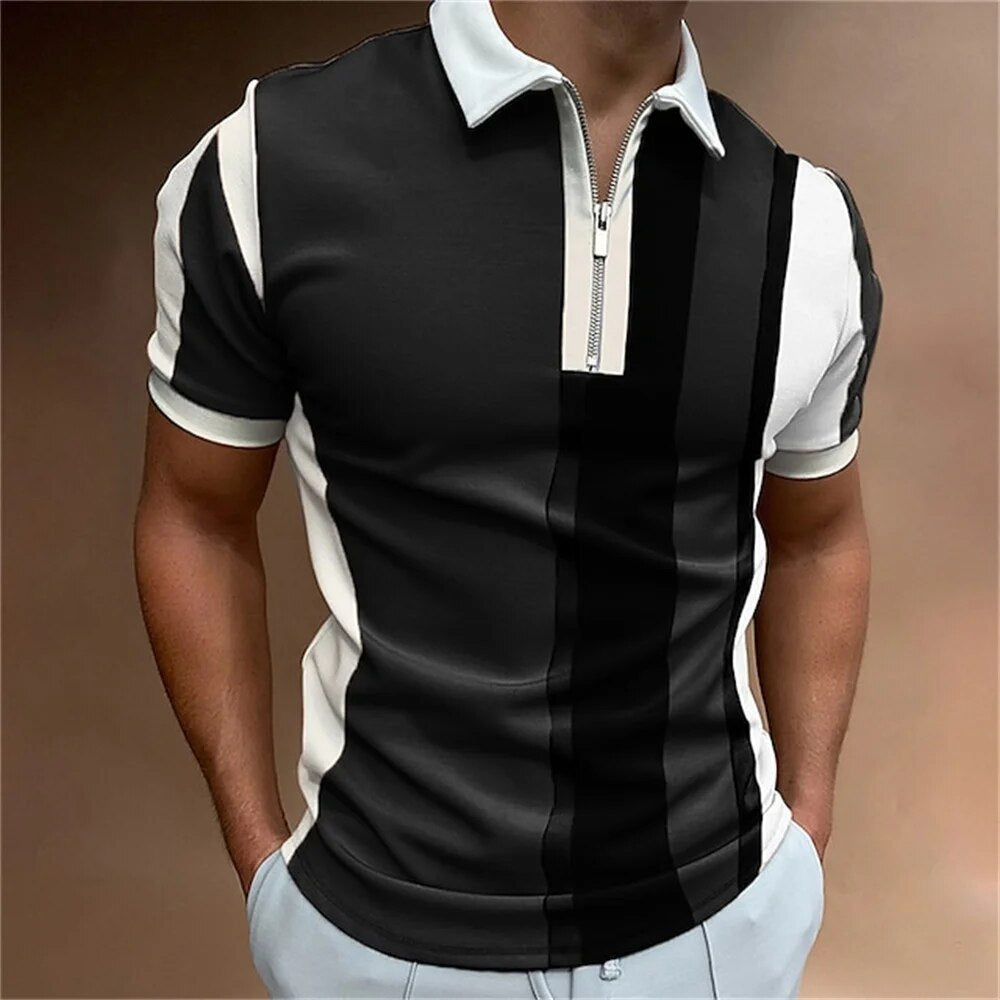 Men’s Striped Polo Shirt – Tailored Breathable Comfortable Stylish Casual Smart Everyday Fit