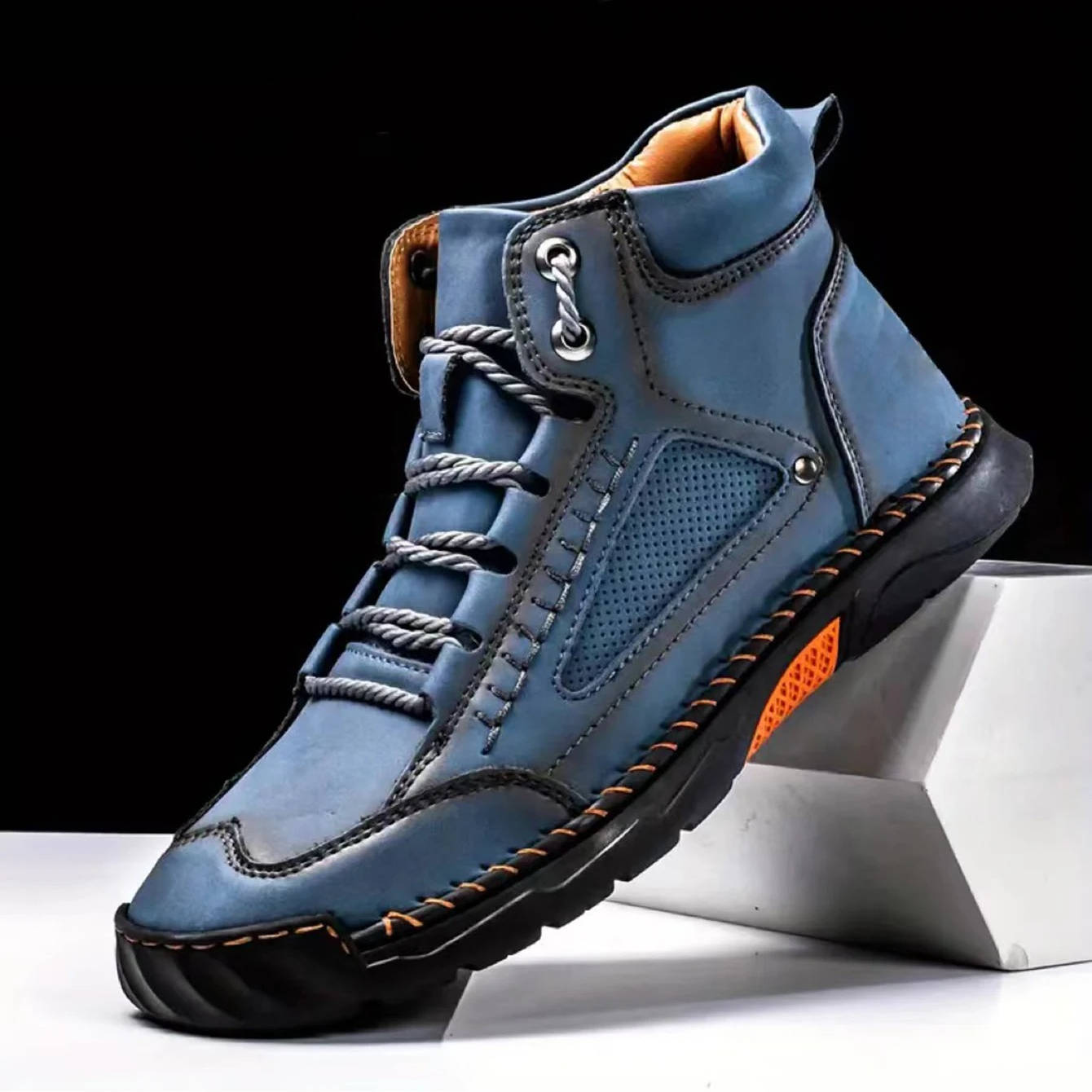 Men’s Hand Stitched Ankle High Lace Up Outdoor Boots