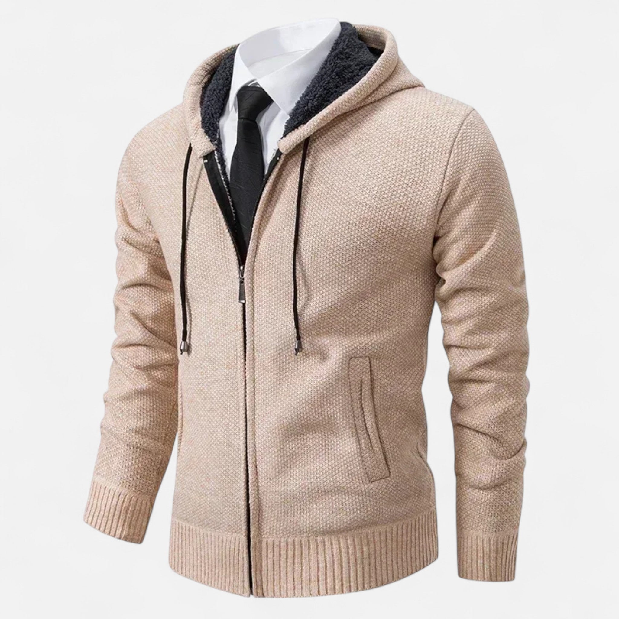 Valmonti | Men’s Zipper Cardigan – Refined Stand-Collar Elegance
