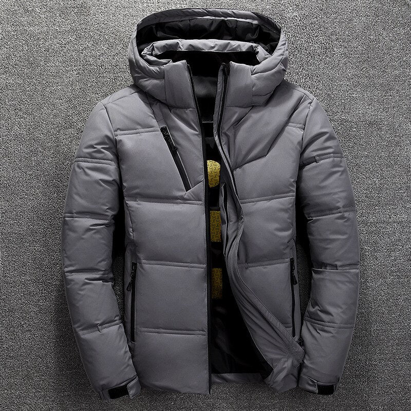 Chaqueta acolchada de invierno con capucha desmontable para hombre – Capa con aislamiento térmico grueso para actividades al aire libre en climas fríos
