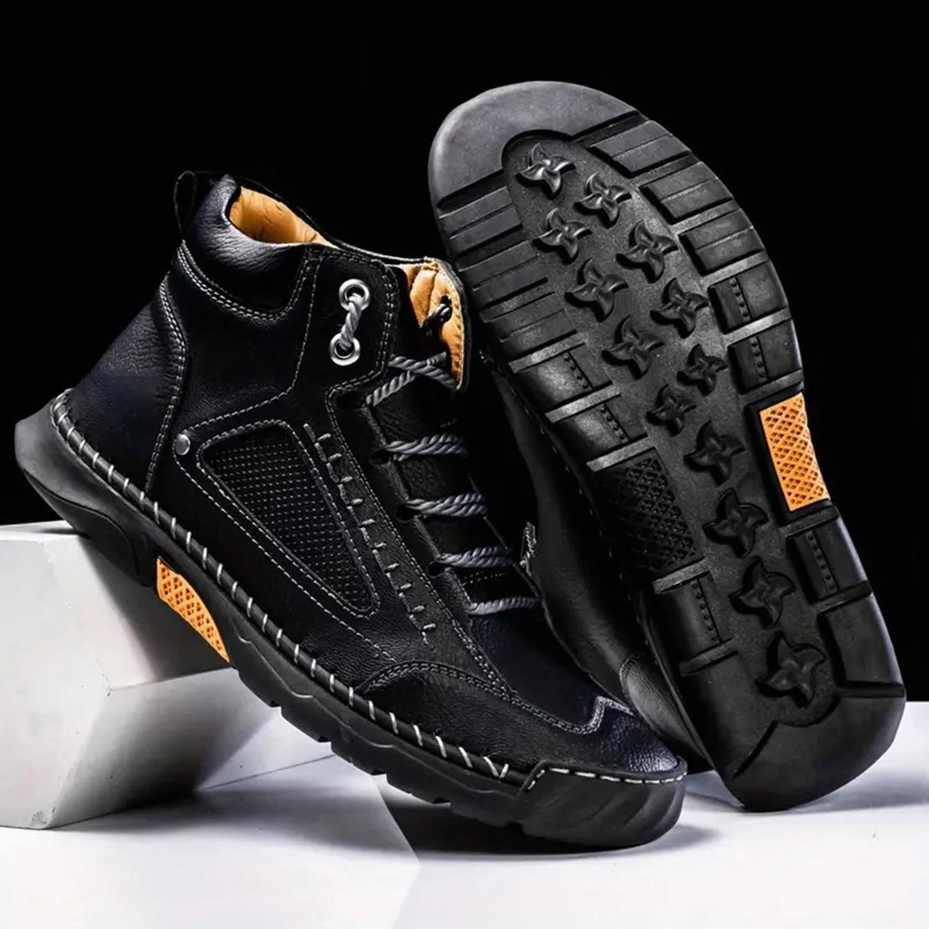 Men’s Hand Stitched Ankle High Lace Up Outdoor Boots
