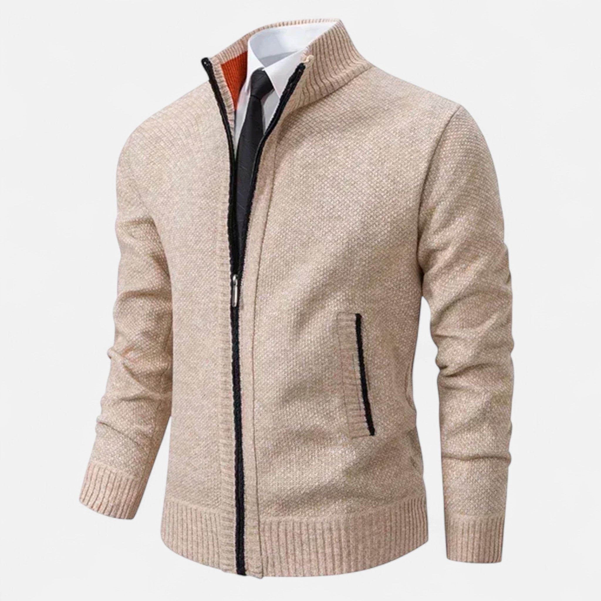 Valmonti | Men’s Knit Cardigan – Refined Stand-Collar Elegance