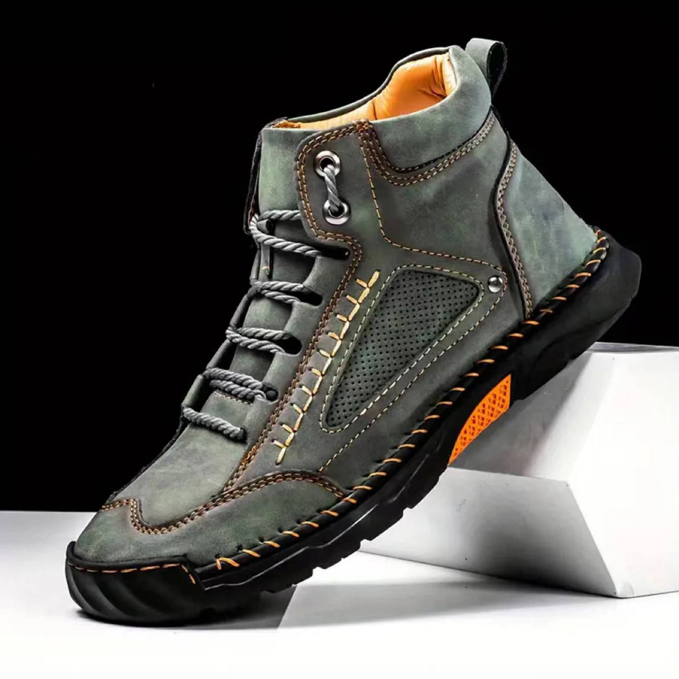 Men’s Hand Stitched Ankle High Lace Up Outdoor Boots