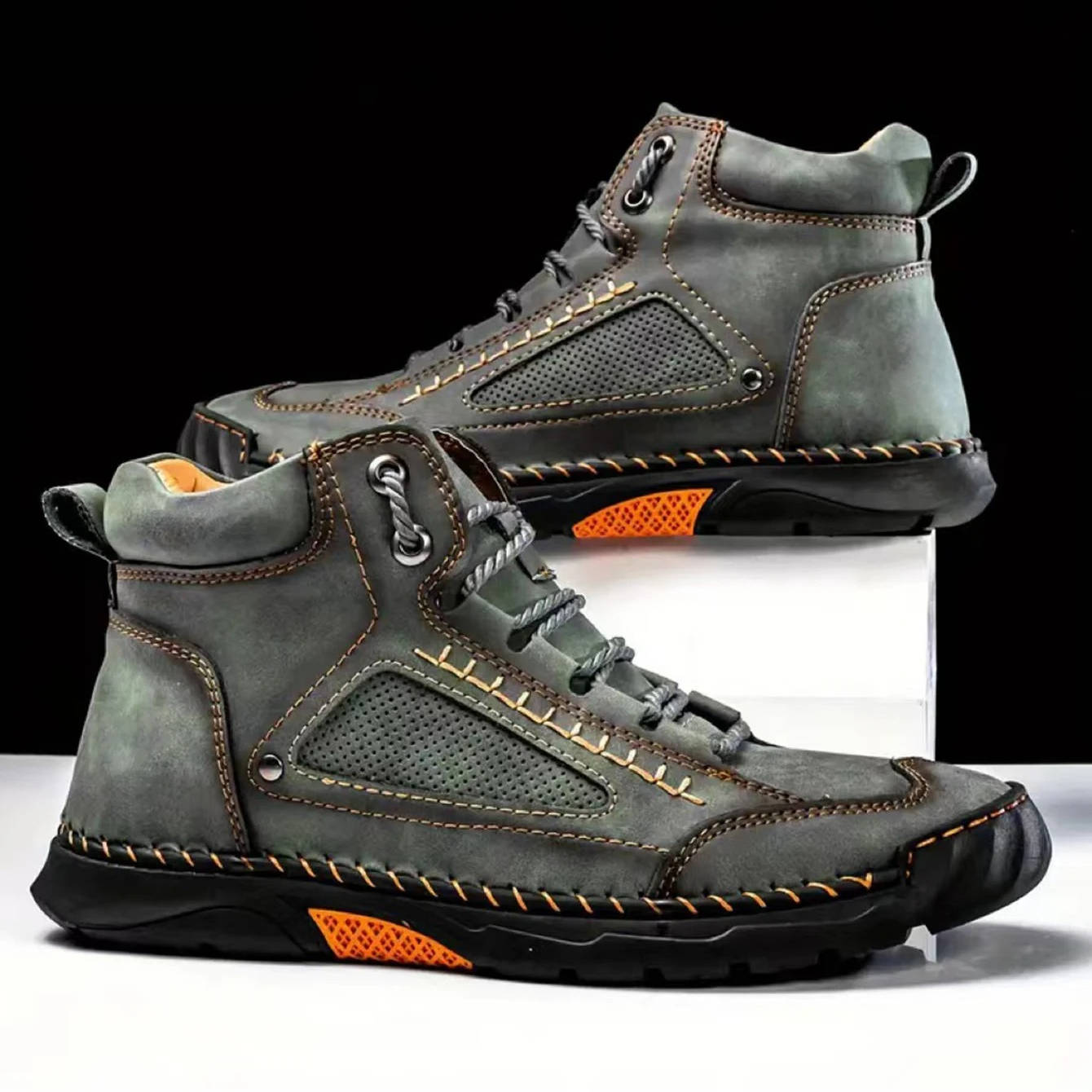 Men’s Hand Stitched Ankle High Lace Up Outdoor Boots