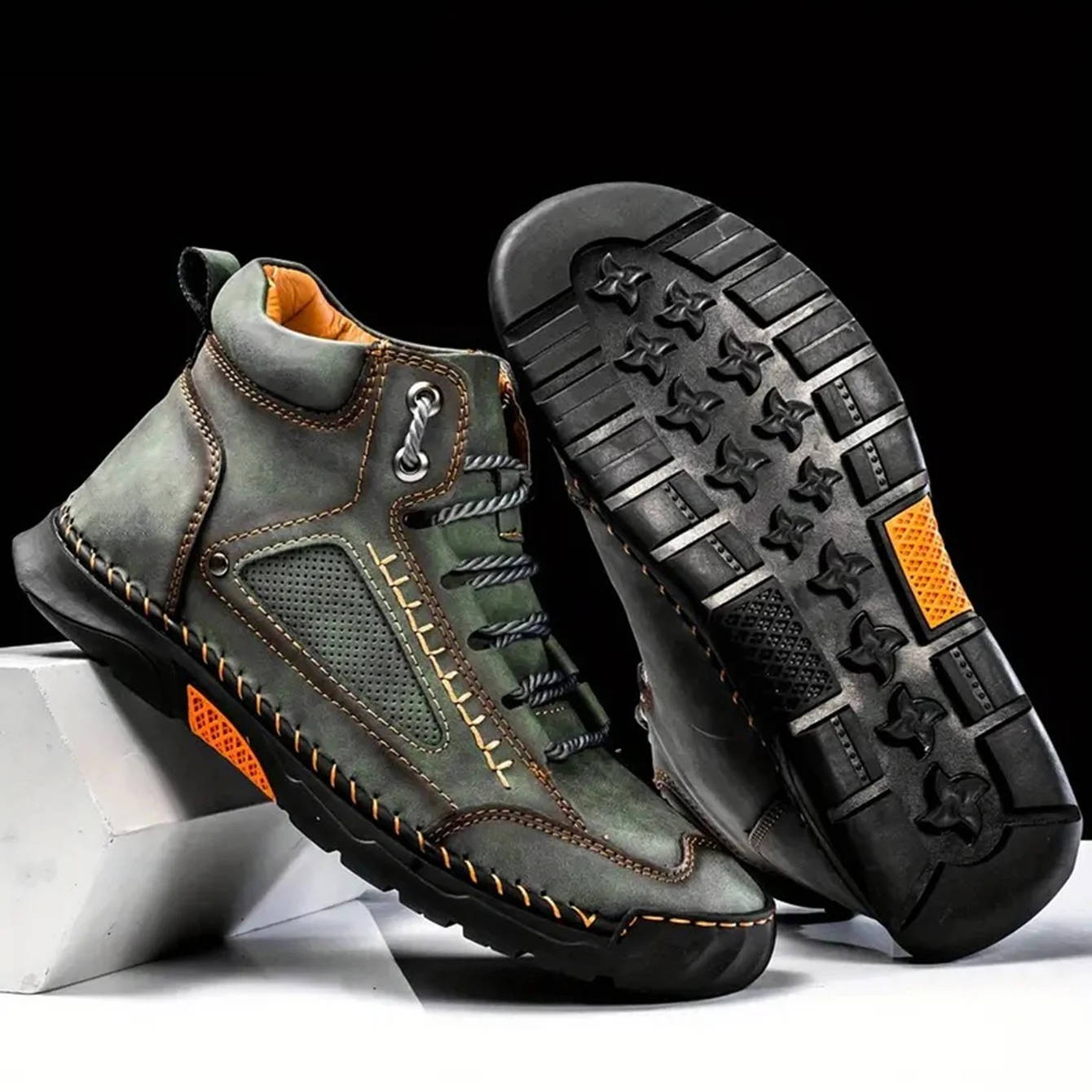Men’s Hand Stitched Ankle High Lace Up Outdoor Boots