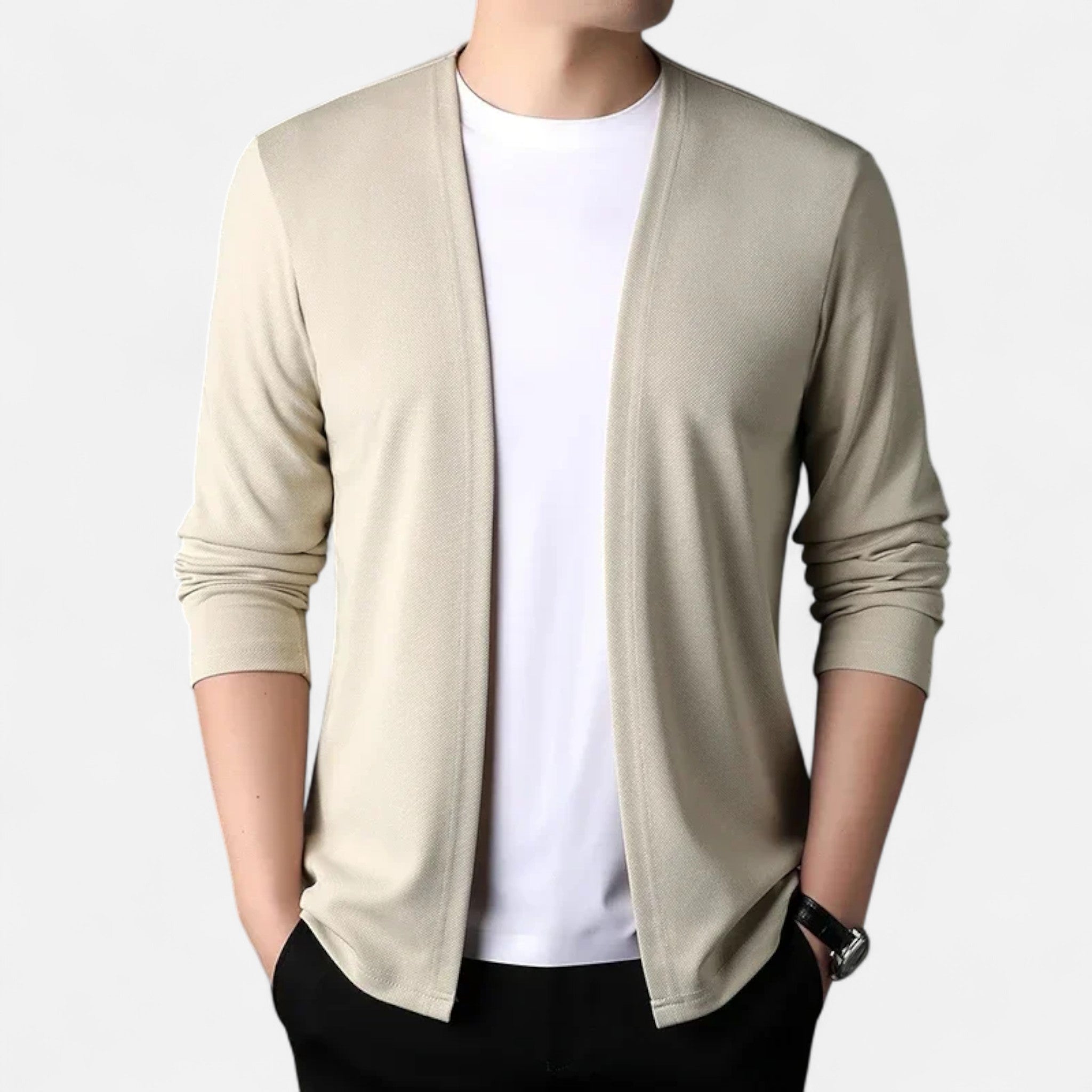 Valmonti | Men’s Cardigan Cloak – Refined Long-Sleeve Elegance
