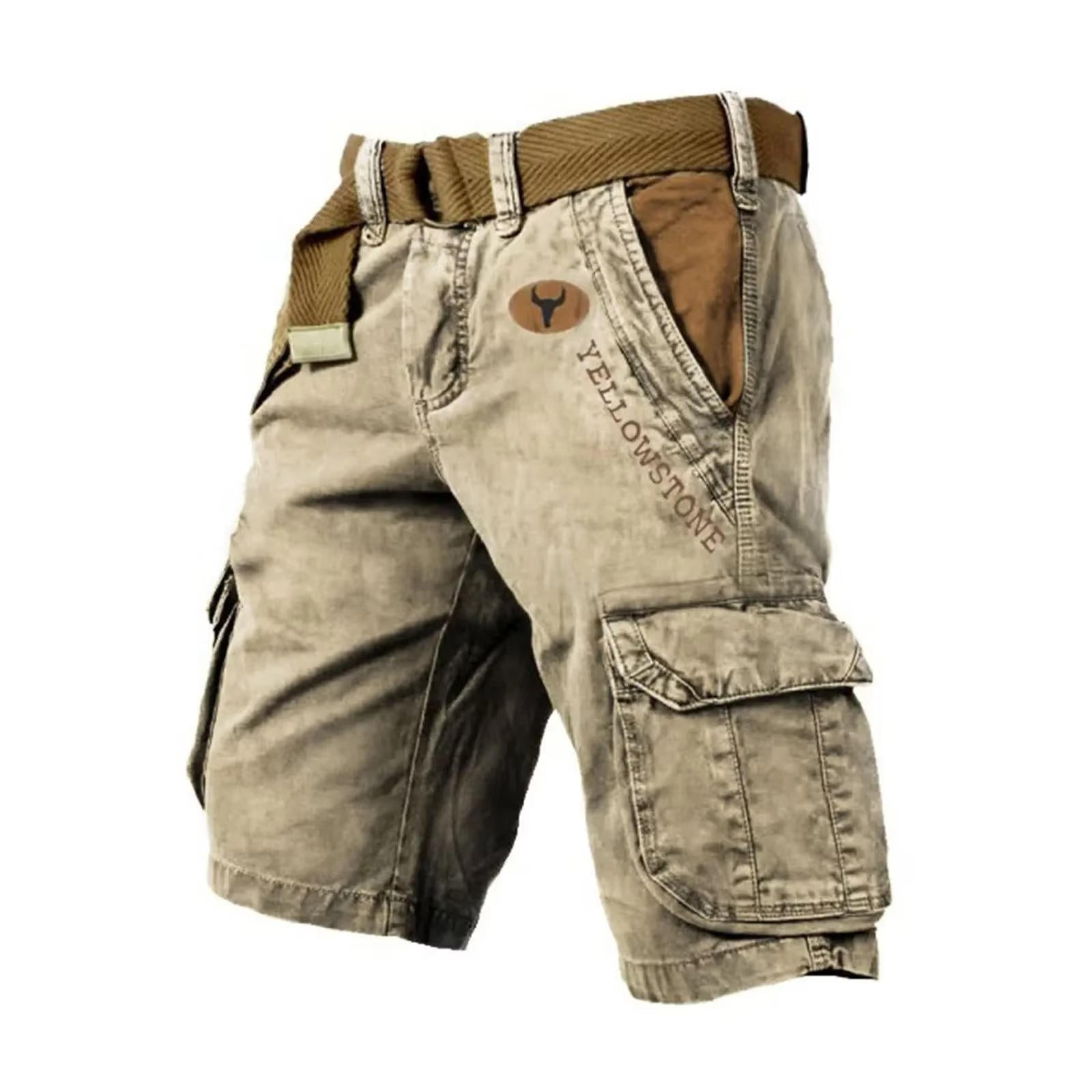 Men’s Washed Cargo Shorts Relaxed Utility Outdoor Summer Fit