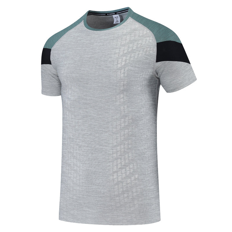 Men’s Colour-Block Sports T-Shirt – Short-Sleeve Crew-Neck Training Top with Shoulder Panel Detailing