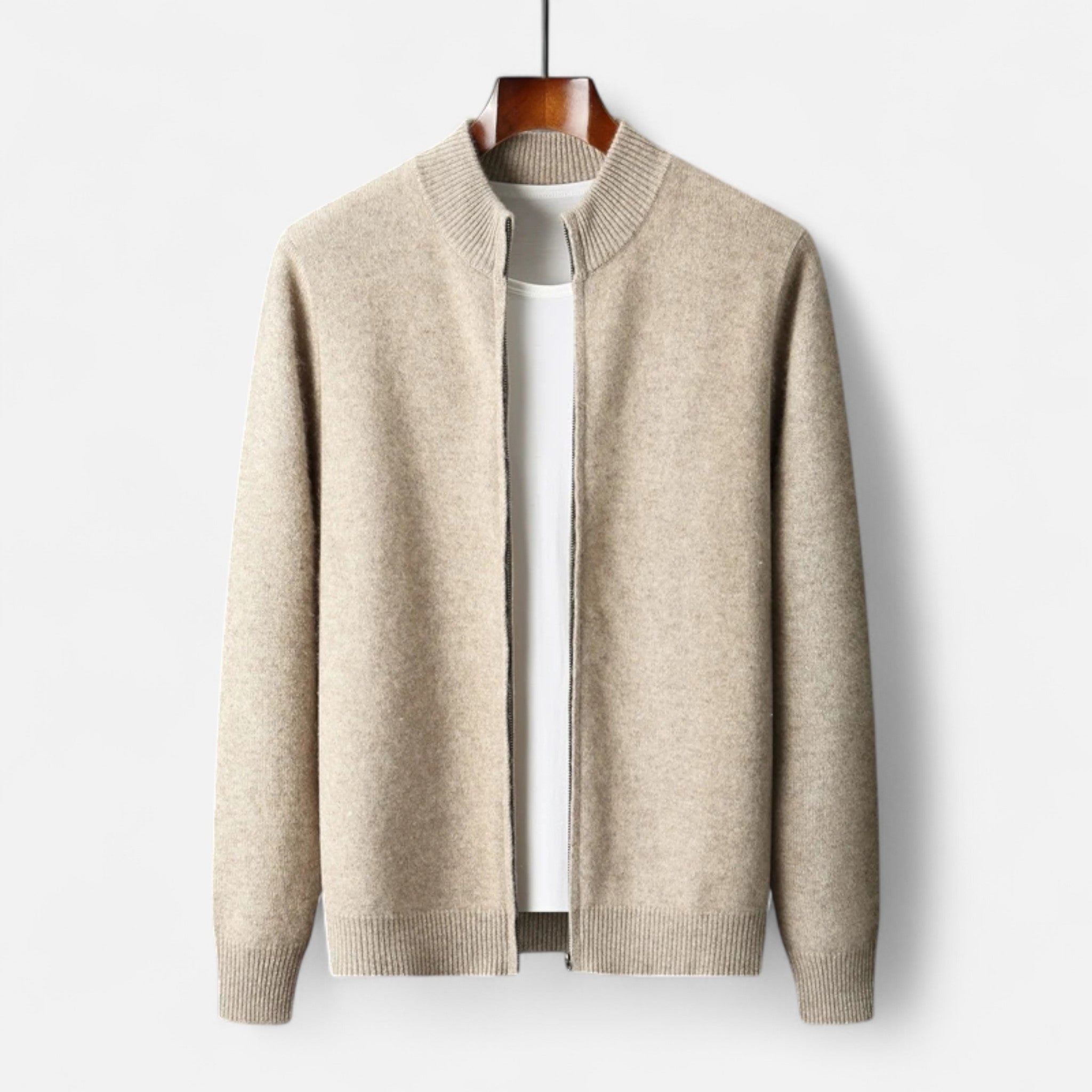 Valmonti | Men’s Cardigan – Merino Wool Zippered Elegance