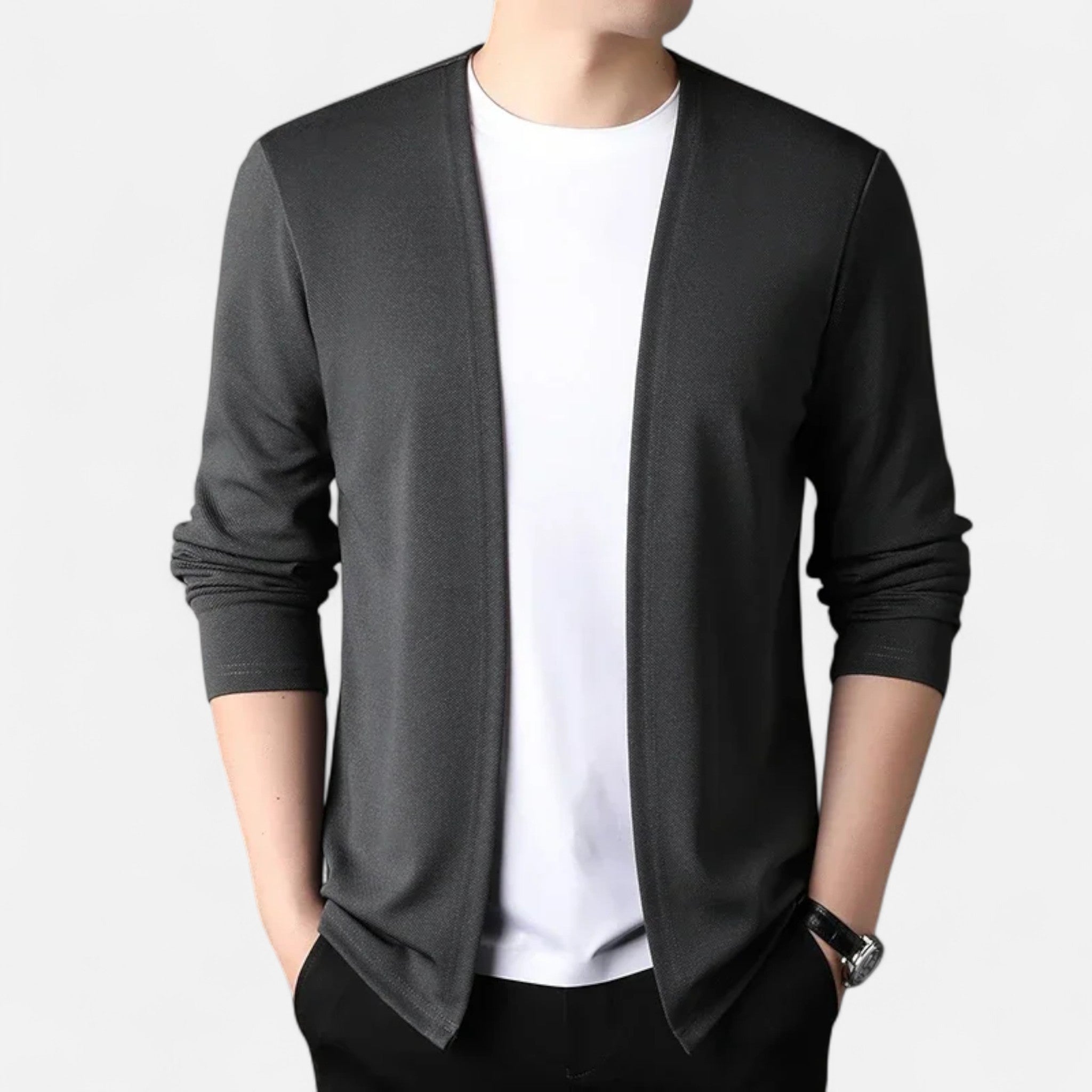 Valmonti | Men’s Cardigan Cloak – Refined Long-Sleeve Elegance