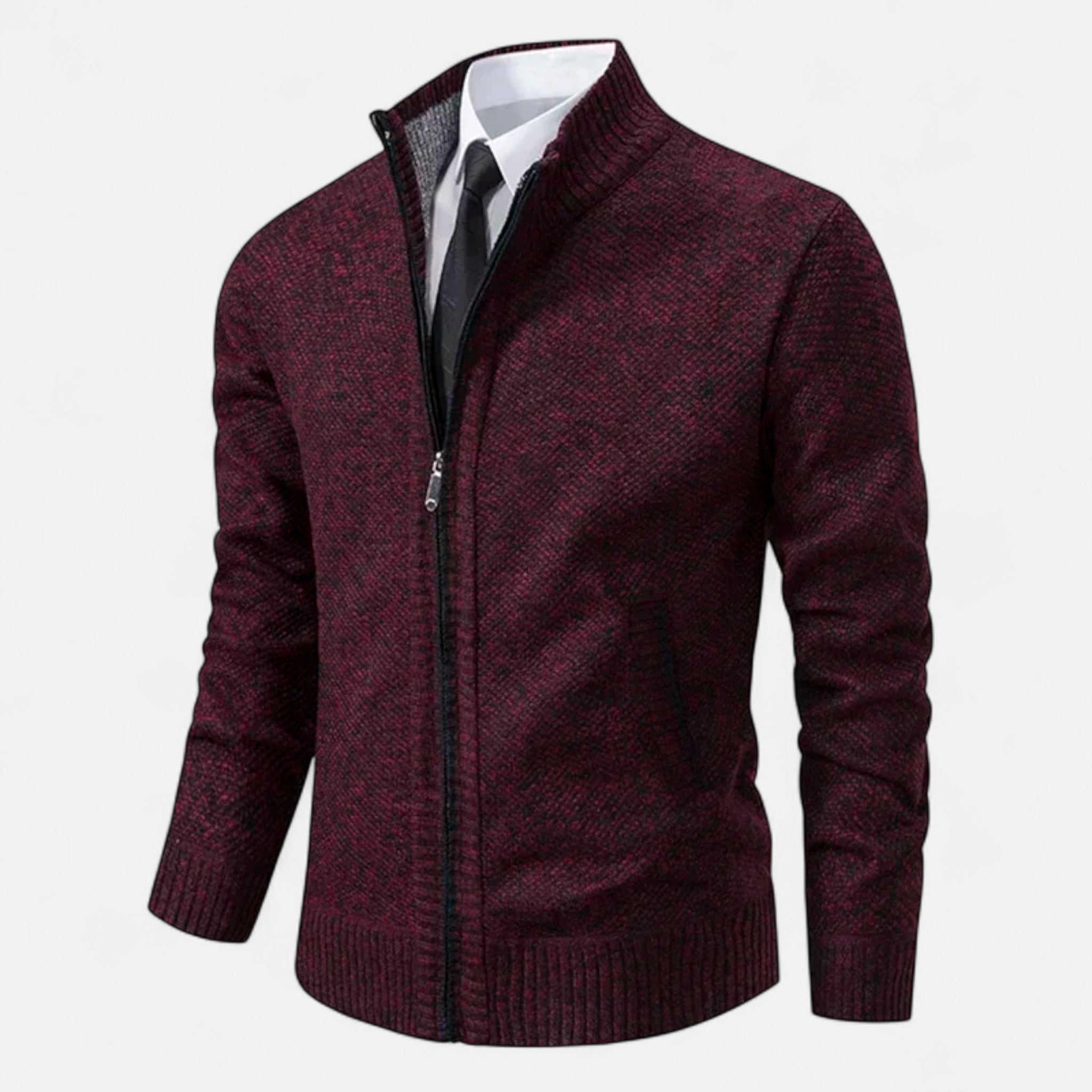 Valmonti | Men’s Zipper Cardigan – Refined Stand-Collar Elegance