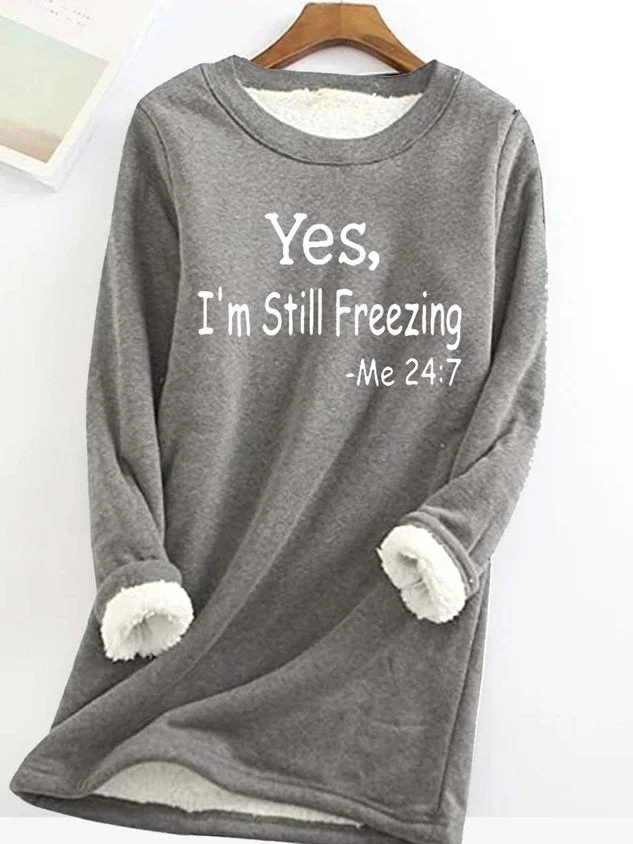 Women’s Fleece-Lined Slogan Sweatshirt – Longline Crew Pullover for Cosy Cold-Weather Wear
