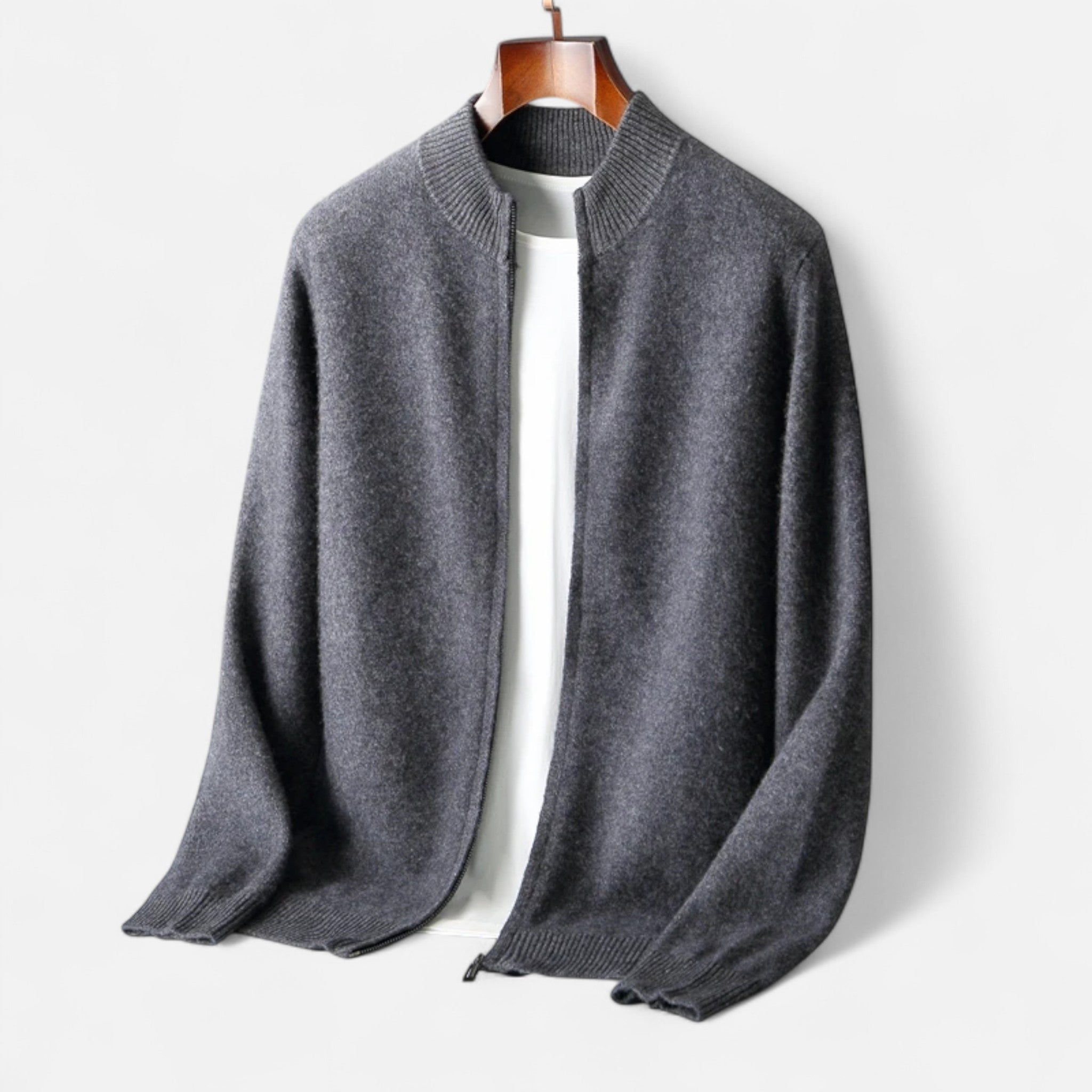 Valmonti | Men’s Cardigan – Merino Wool Zippered Elegance