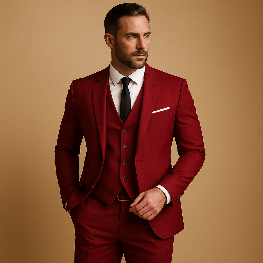 Men’s Slim-Fit Three-Piece Suit – Tailored Blazer Waistcoat and Trousers Set for Weddings Business Formal Events and Evening Occasions