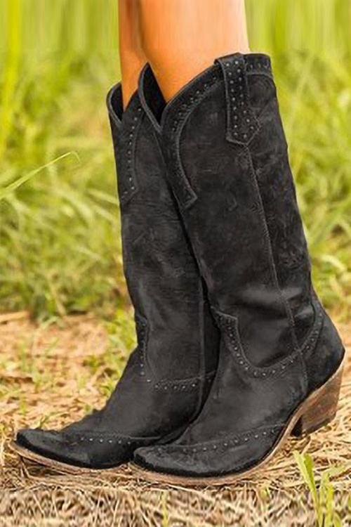 Hoge western-cowboylaarzen voor dames met studs - opvallend schoeisel met vintage uitstraling voor casual uitjes en festivals