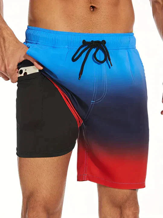 Bañadores para hombre con cordón y estampado, pantalones cortos de playa para ocio