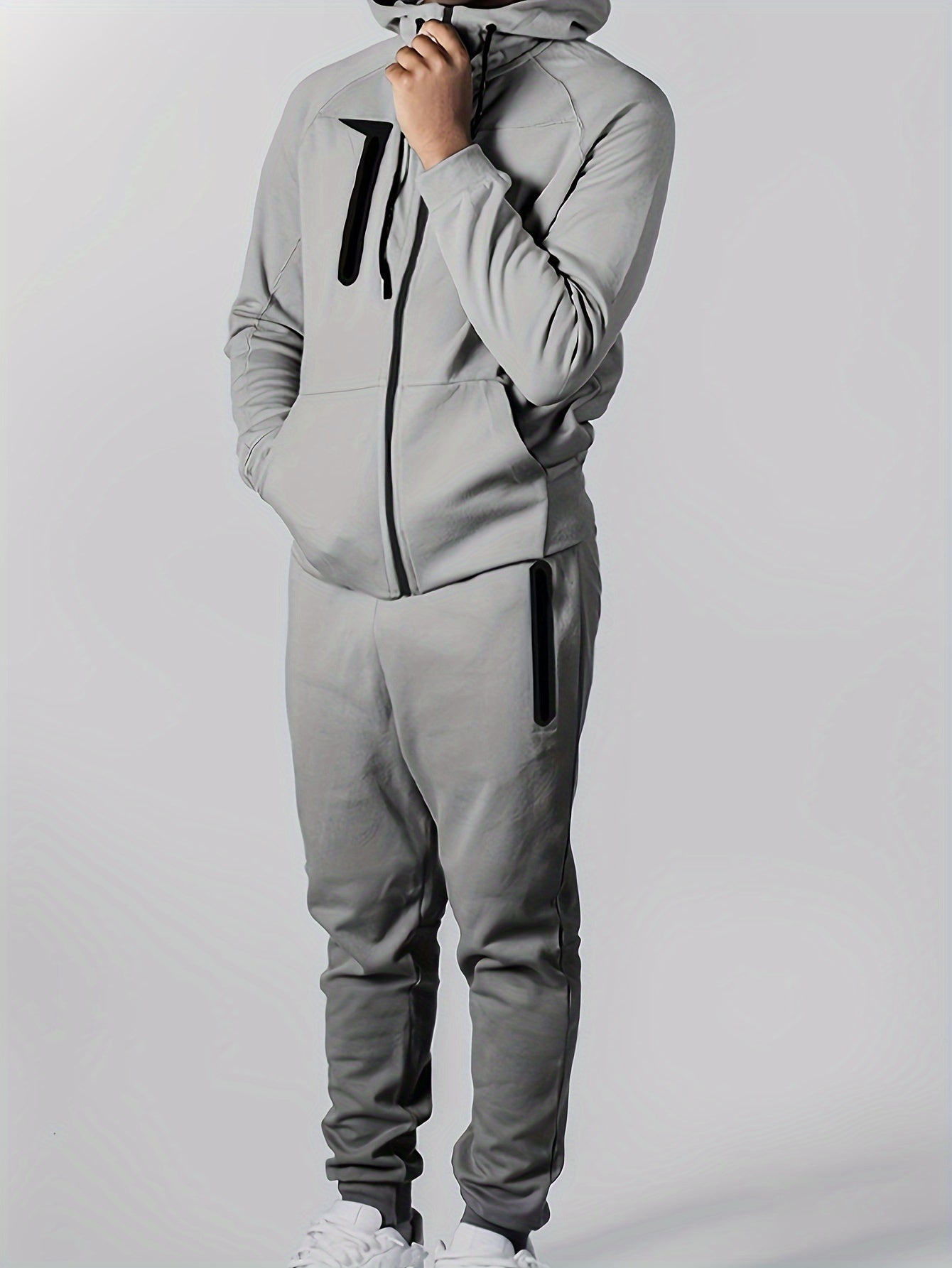 Men’s Loose Fit Hooded Tracksuit – Stretch Two-Piece Set for Spring and Autumn