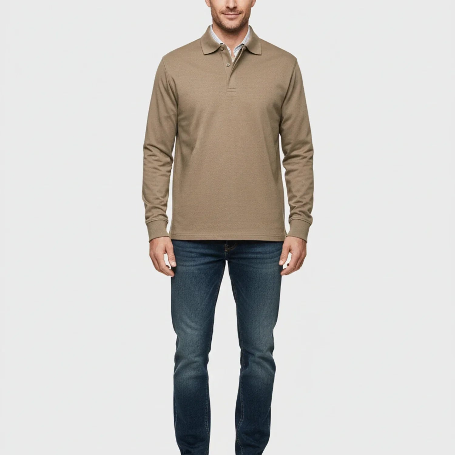Men’s Long-Sleeve Polo Shirt – Smart Casual Top for Daily and Office Wear