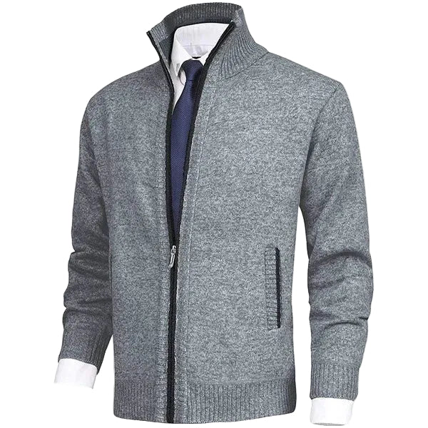 Gilet zippé texturé pour homme – Maille à col montant pour une tenue élégante et décontractée