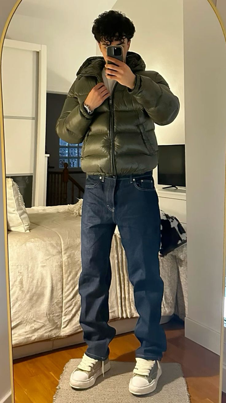 Men’s Sherpa Lined Quilted Jacket with Hood – Warm Puffer Coat for Outdoor & Streetwear