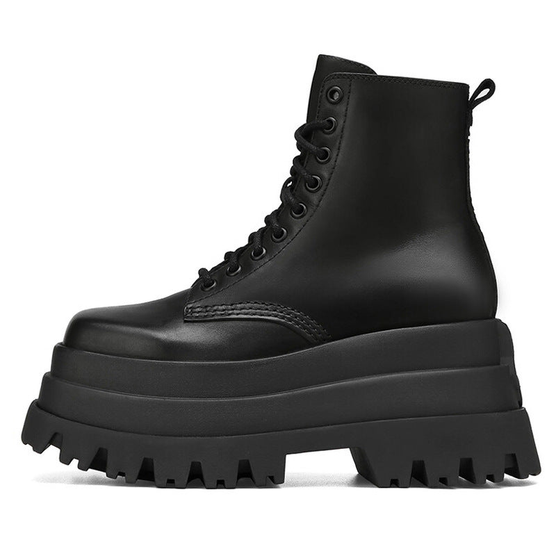Women’s Chunky Lace-Up Platform Ankle Boots – Lug-Sole Combat Boots for Casual City and Alternative Wear