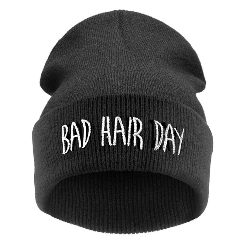 Unisex Embroidered Cuffed Beanie – Soft Knit Winter Hat with Relaxed Crown