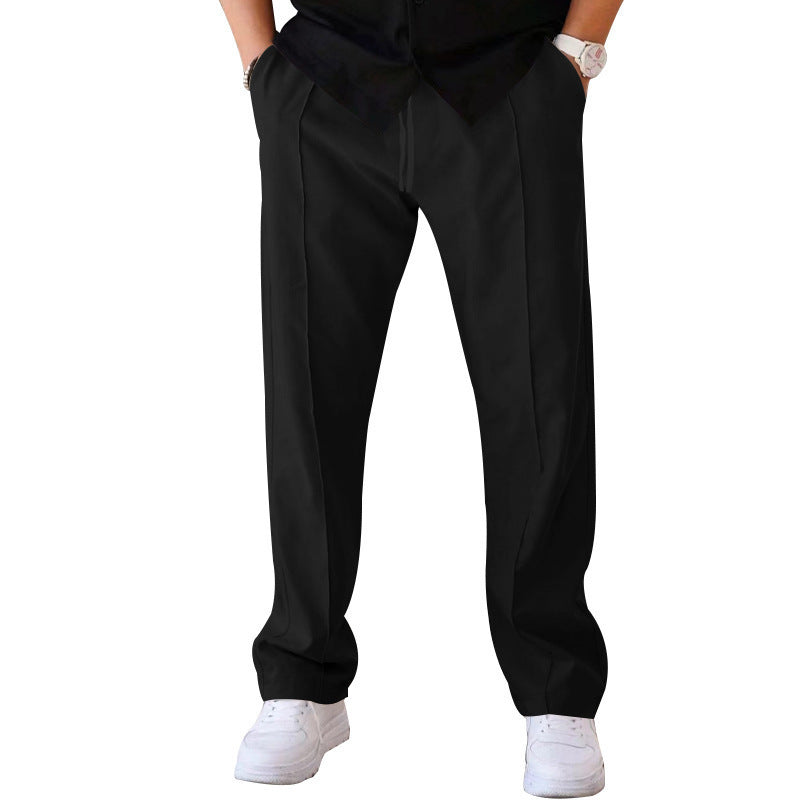 Men’s Pleated Wide-Leg Trousers – Lightweight Relaxed Pants for Everyday Wear