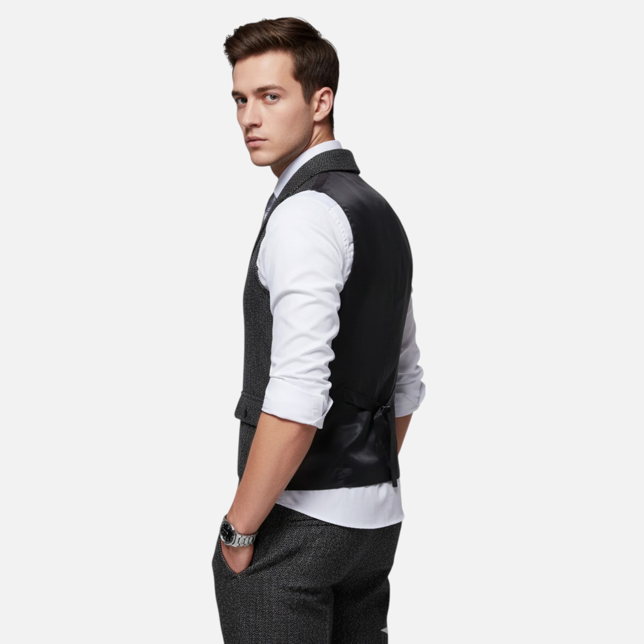 Valmonti | Men’s Herringbone Lapel Vest