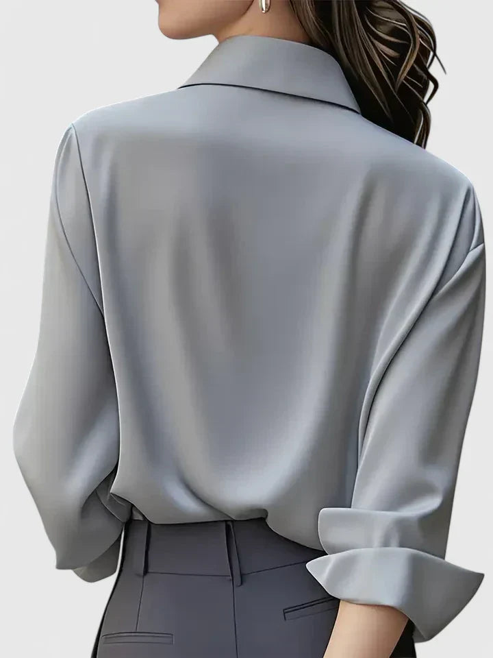 Women’s Satin Long Sleeve Blouse – Polished Office and Smart Casual Shirt