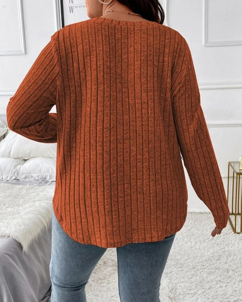 Women’s Solid Colour V Neck Long Sleeve Jumper with Soft Cotton Blend and Casual Everyday Comfortable Fit