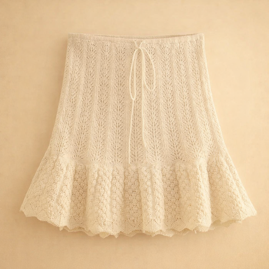 Set de vară din două piese, cu dantelă și fără mâneci, pentru femei - top cu guler înalt și fustă mini evazată pentru vacanțe și ținute casual elegante