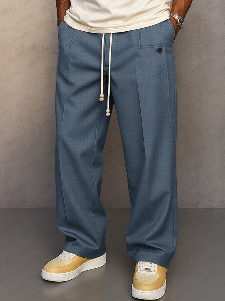 Pantaloni bărbătești croiți cu șnur – pantaloni smart-casual lejeri pentru birou și evenimente
