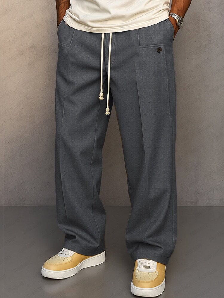 Pantaloni bărbătești croiți cu șnur – pantaloni smart-casual lejeri pentru birou și evenimente