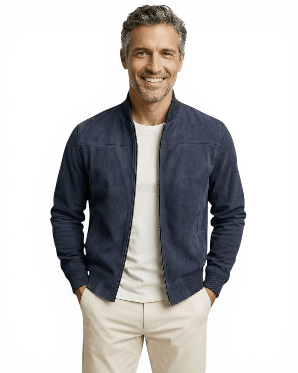 Giacca bomber slim da uomo in suede – Strato raffinato per la mezza stagione, ideale per un look casual elegante