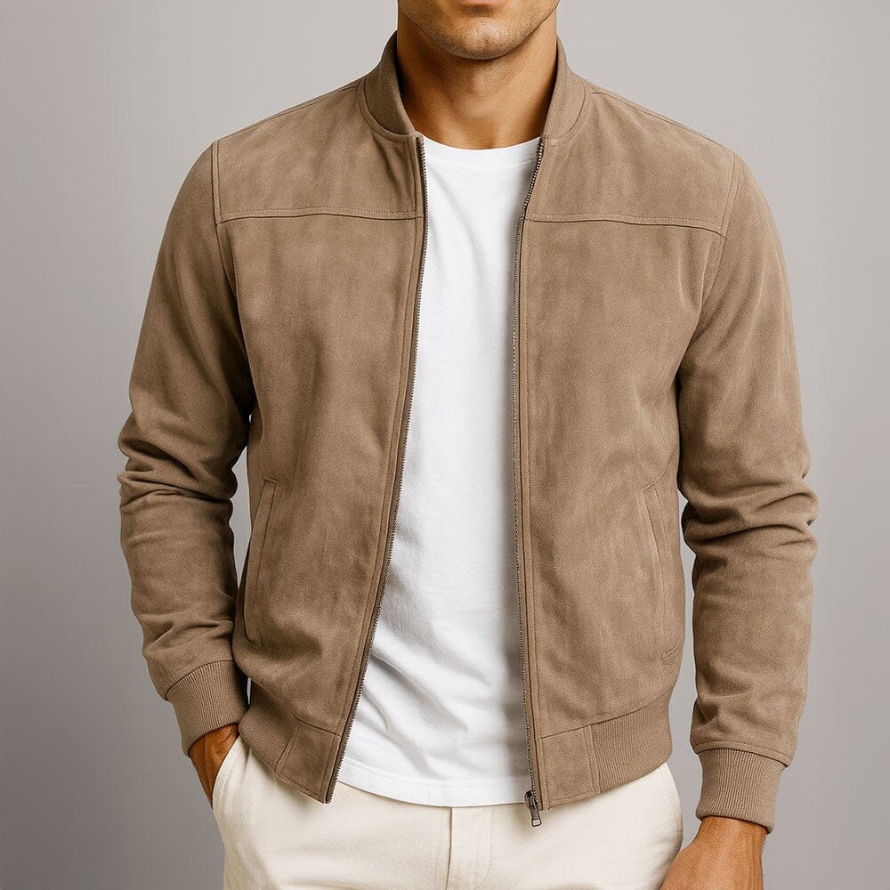 Giacca bomber slim da uomo in suede – Strato raffinato per la mezza stagione, ideale per un look casual elegante