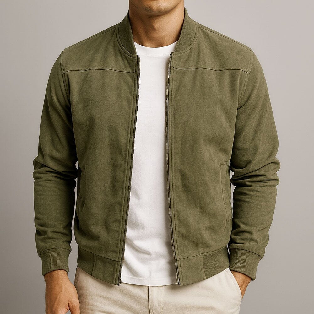 Giacca bomber slim da uomo in suede – Strato raffinato per la mezza stagione, ideale per un look casual elegante