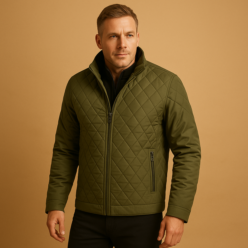 Veste d'hiver matelassée pour homme - modèle court isolant à fermeture zippée, col montant et poches zippées, idéale pour un style chic décontracté au quotidien en automne-hiver