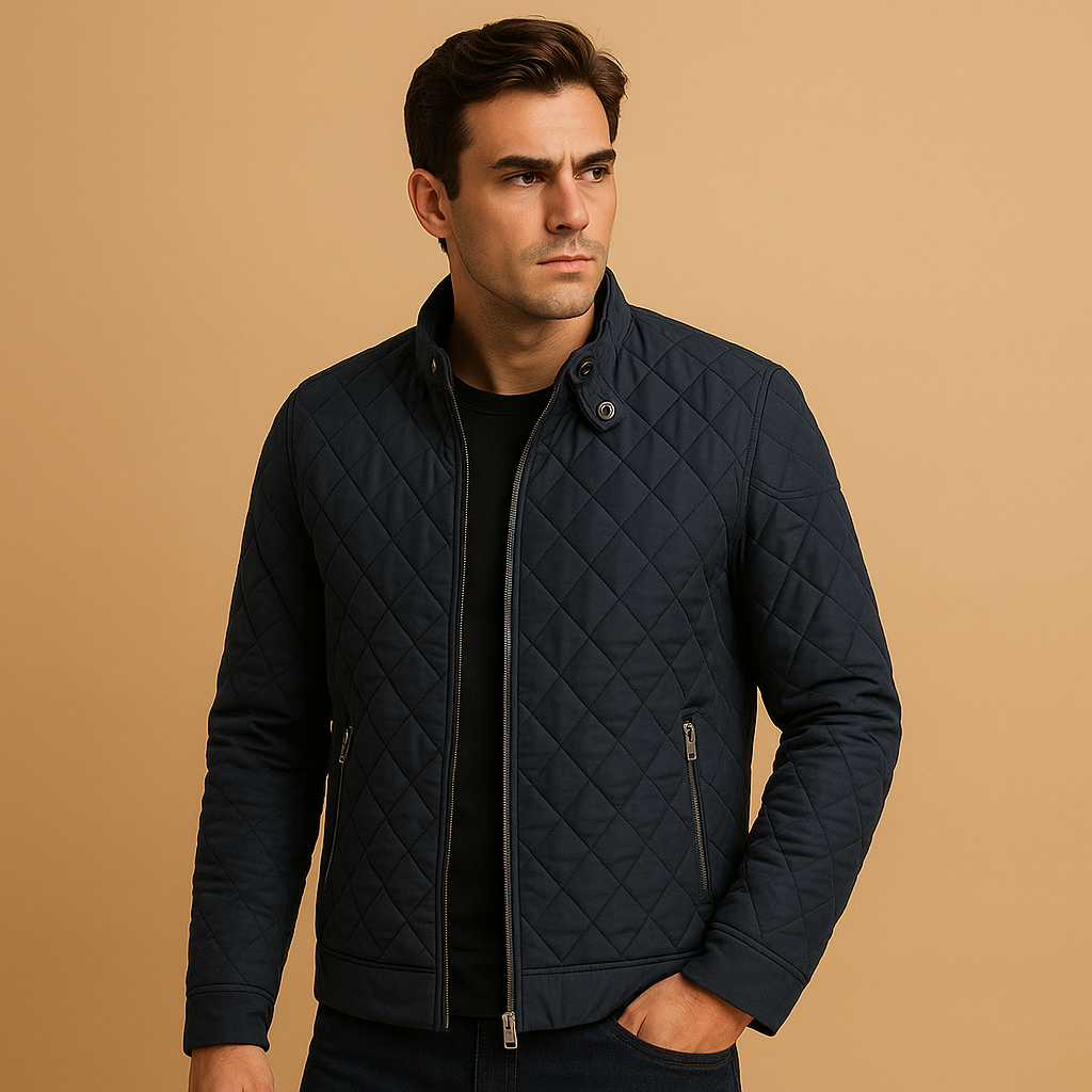 Veste d'hiver matelassée pour homme - modèle court isolant à fermeture zippée, col montant et poches zippées, idéale pour un style chic décontracté au quotidien en automne-hiver