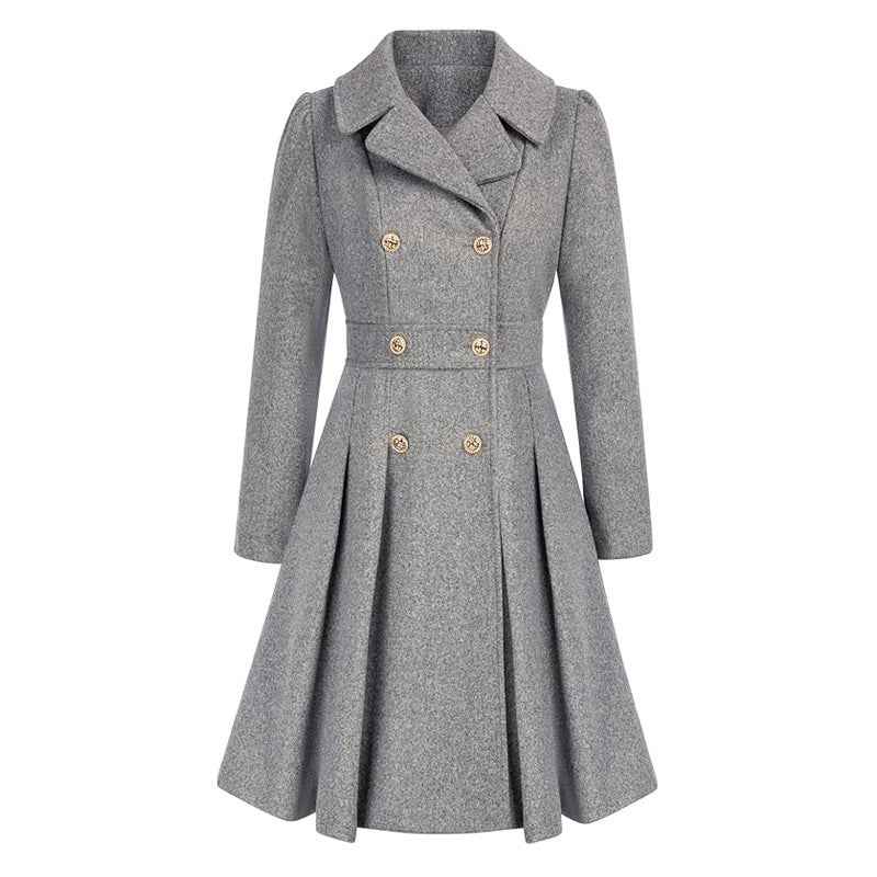 Women’s Double-Breasted Fit-and-Flare Coat – Tailored Winter Layer for Office and City Wear