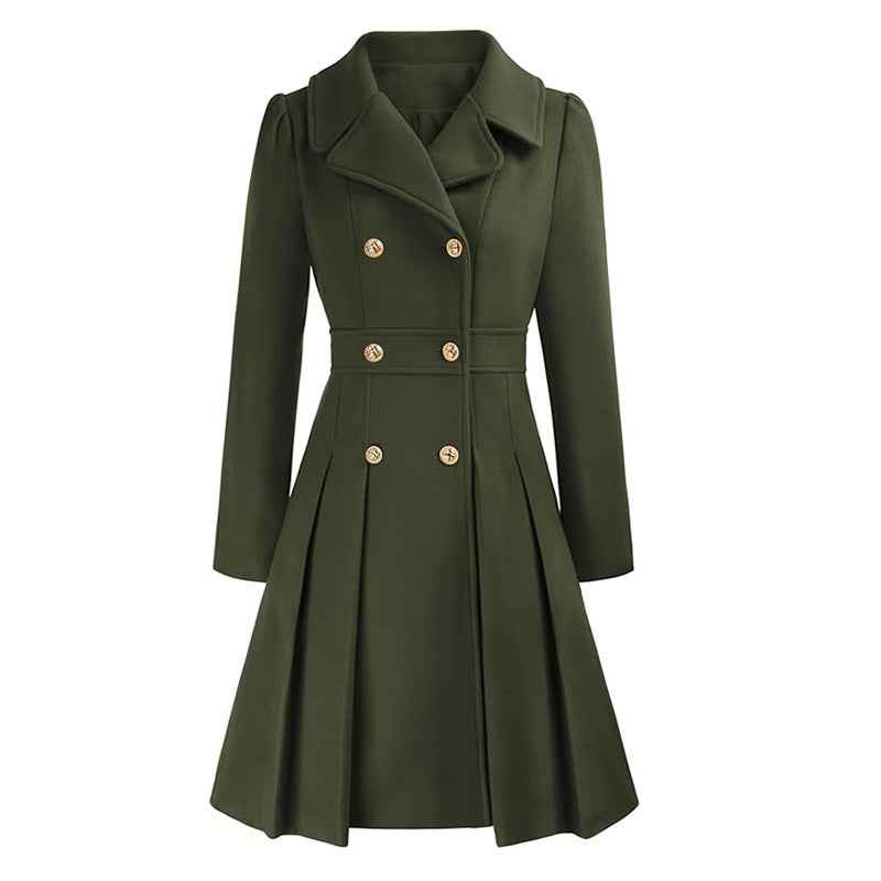 Women’s Double-Breasted Fit-and-Flare Coat – Tailored Winter Layer for Office and City Wear