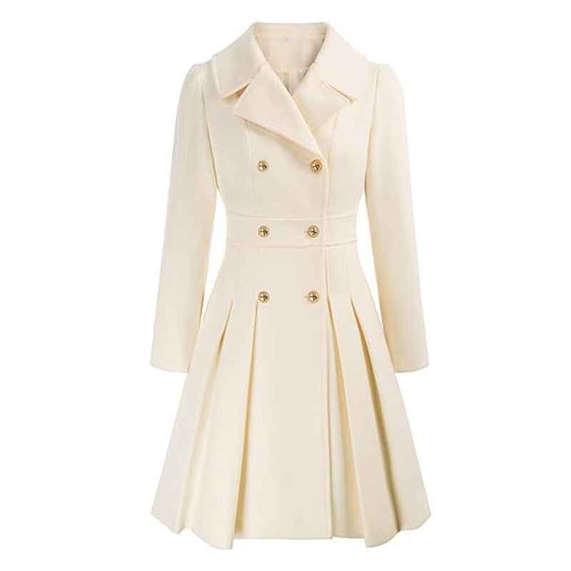 Women’s Double-Breasted Fit-and-Flare Coat – Tailored Winter Layer for Office and City Wear