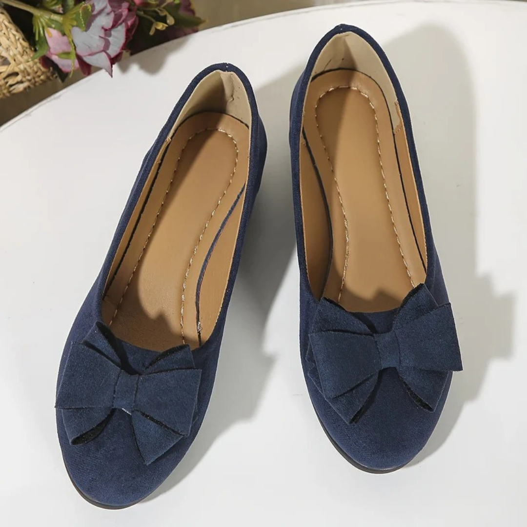 Ballerine da donna effetto camoscio – scarpe con fiocco per l’ufficio e l’uso quotidiano